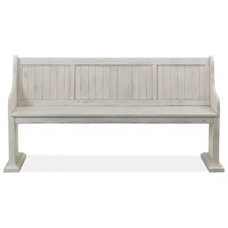 Farmhouse Dining Bench with Wooden Back